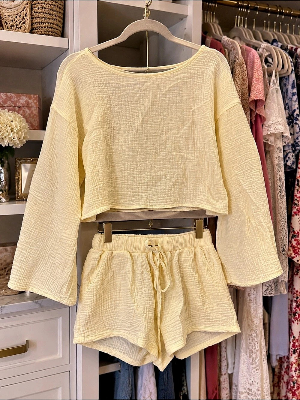 Solai Butter Yellow Gauze Two Piece Set Size S